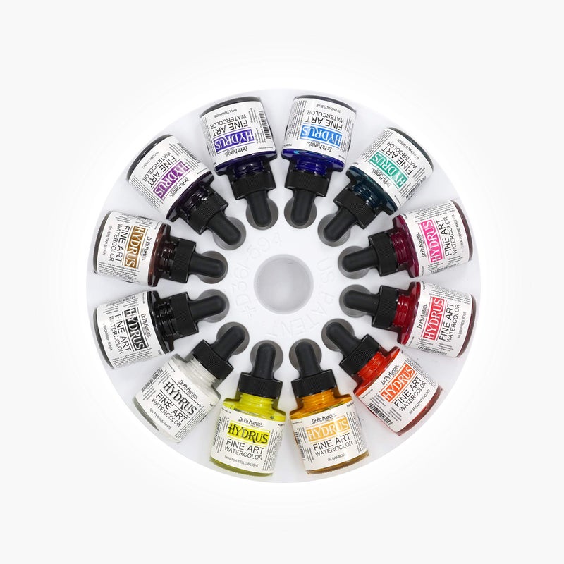Dr. Ph. Martin's Hydrus Fine Art Watercolor (Set 1) Watercolor Set, 1.0 oz, Set 1 Colors, 1 Set of 12 Bottles - Image 2