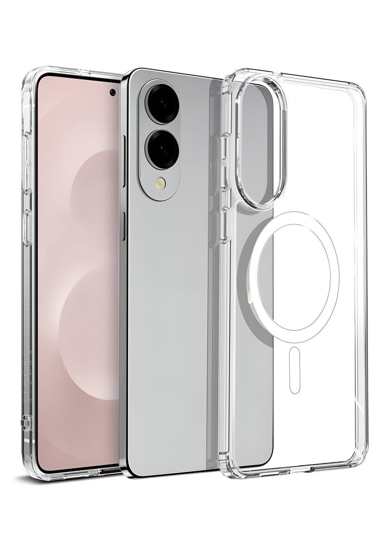 Wtech Samsung Galaxy S25 Edge 5G 2025 Magnetic Case, Slim Transparent Flexible TPU Shockproof Magsafe Back Phone Case - Clear  - Image 1