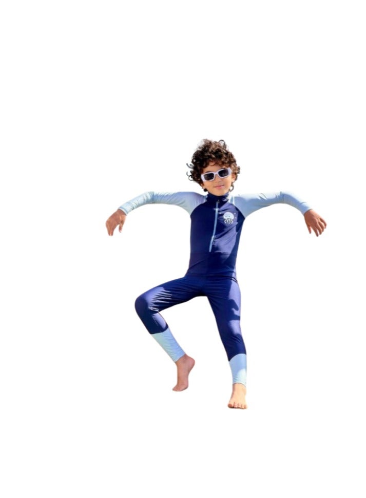 Boys' navy and baby blue swimsuit - Image 2