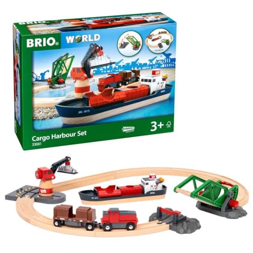BRIO World  33061 Cargo Harbor Set  16Piece Train Set with Accessories Wooden Tracks  Ideal Gift for Kids Aged 3  Certified Sustainable Materials - Image 1
