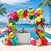 kozee Flamingo Tropical Balloon Garland kit Hot Pink Teal Orange Mylar Pineapple Palm Ballloon arch For Summer Beach Hawaiian Luau Aloha Birthday Baby Shower Party Decorations - Image 4
