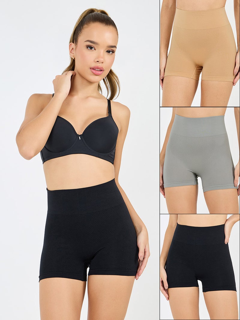 Styli Pack of 3 - Solid Shaping Briefs with Elasticated Waistband - Image 1