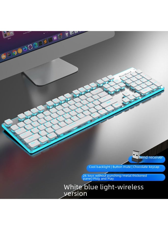 X7s Wireless Bluetooth Keyboard Mouse Set Ultra-thin Silent Comfortable Charging For Gaming Office Use-Specifications:Silver Black Blue Light-[silent Wireless Rechargeable Large Battery] Table Mat - Image 3