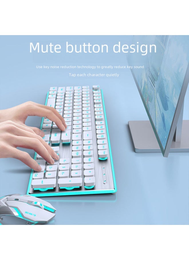 X7s Wireless Bluetooth Keyboard Mouse Set Ultra-thin Silent Comfortable Charging For Gaming Office Use-Specifications:Silver Black Blue Light-[silent Wireless Rechargeable Large Battery] Table Mat - Image 5