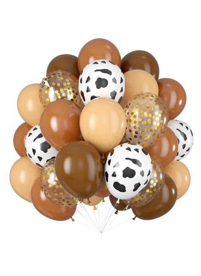 Isndare - Blush Brown Balloons Cow Print Balloons Cowboy Birthday Decorations Western Farm Party 60pcs 12inch Nude Brown Helium Latex Balloons for Arch Tan Coffee Balloon Farmhouse Country Cowgirl Decor - Image 1