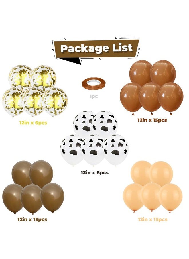 Isndare - Blush Brown Balloons Cow Print Balloons Cowboy Birthday Decorations Western Farm Party 60pcs 12inch Nude Brown Helium Latex Balloons for Arch Tan Coffee Balloon Farmhouse Country Cowgirl Decor - Image 1