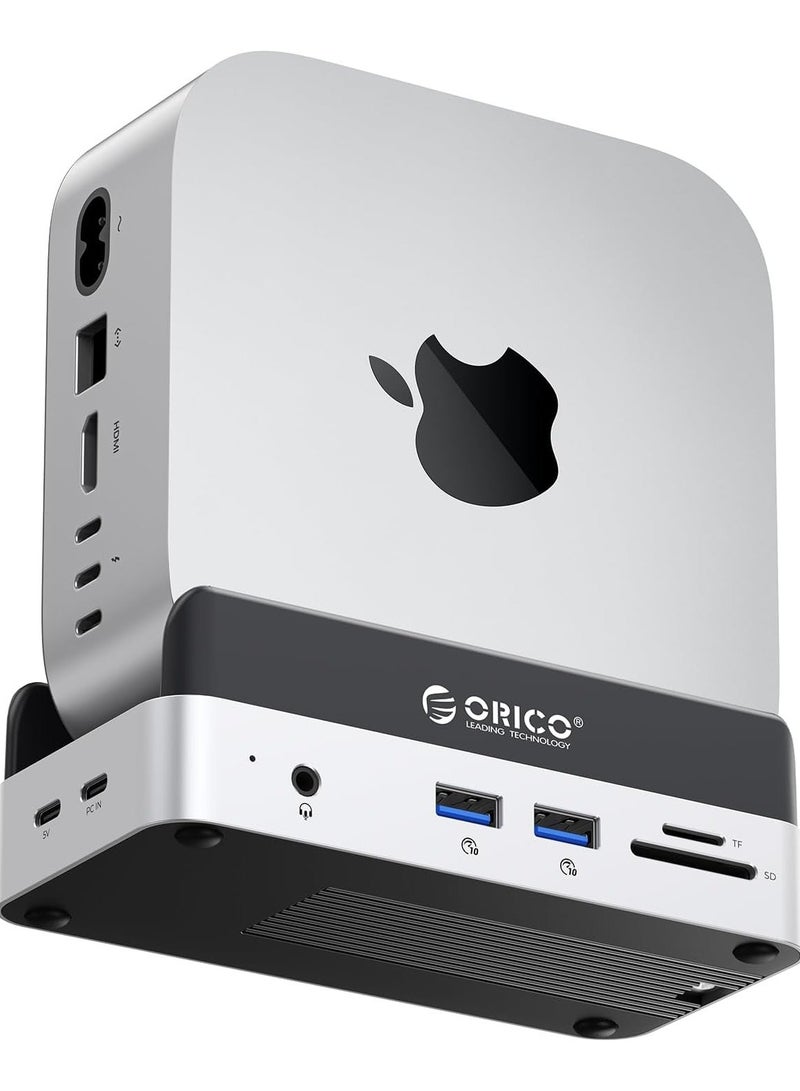Orico ORICO MiniDock Stand for Mac Mini M4 – 6-in-1 USB-C Docking Station with 10Gbps High-Speed Transfer, USB-C Hub with HDMI, USB 3.1, SD/TF, PD Charging  - Image 1