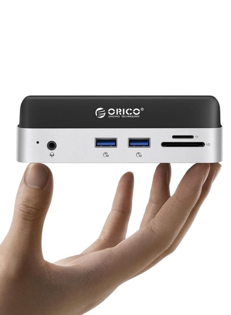Orico ORICO MiniDock Stand for Mac Mini M4 – 6-in-1 USB-C Docking Station with 10Gbps High-Speed Transfer, USB-C Hub with HDMI, USB 3.1, SD/TF, PD Charging  - Image 3