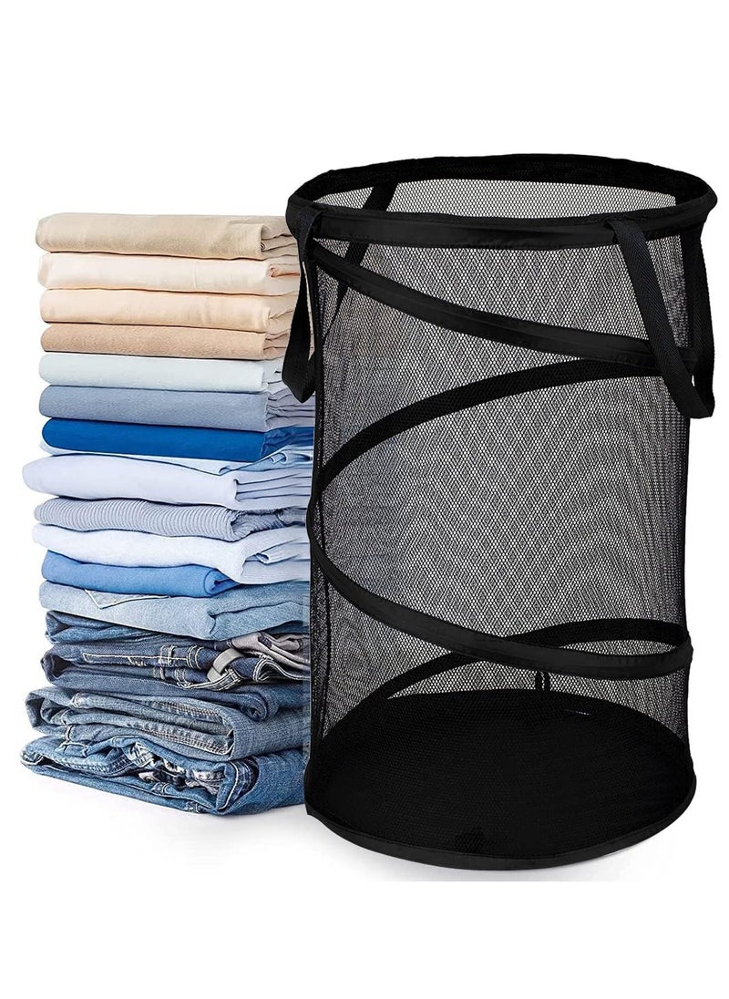 TYCOM Popup Laundry Hamper Collapsible Laundry Basket Extra Large Capacity Foldable Clothing Storage Basket with Handles Black.  - Image 1