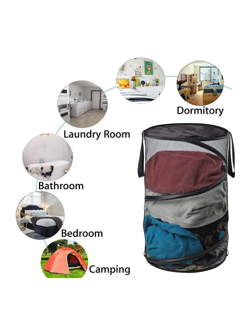 TYCOM Popup Laundry Hamper Collapsible Laundry Basket Extra Large Capacity Foldable Clothing Storage Basket with Handles Black.  - Image 4