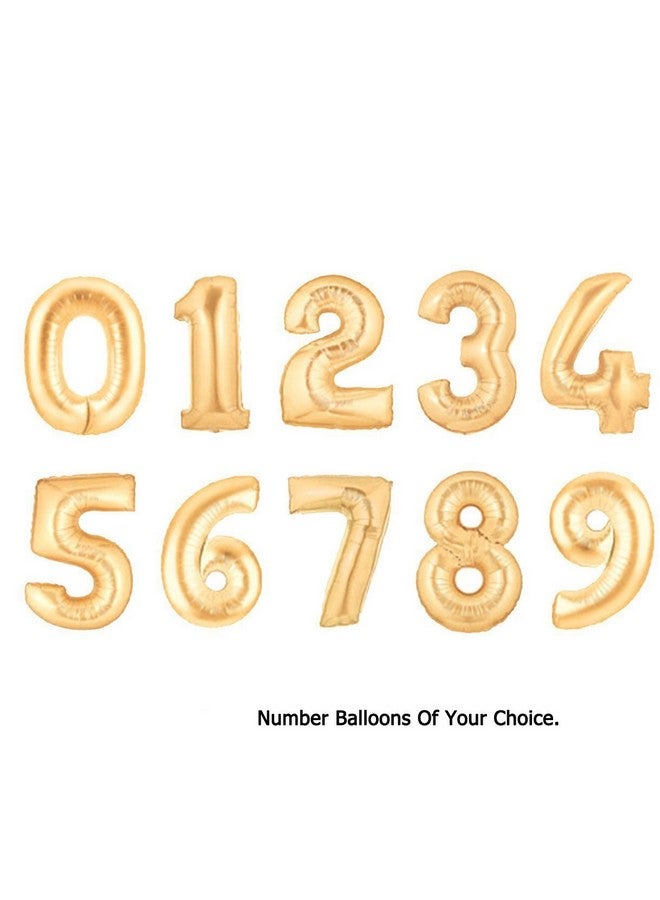 AEC Easy Helium Air Foil Mylar Toy Letter Balloon for Parties, Weddings, Anniversary & Celebration (Set Of All Number - 0 To 9, Gold) - Image 1