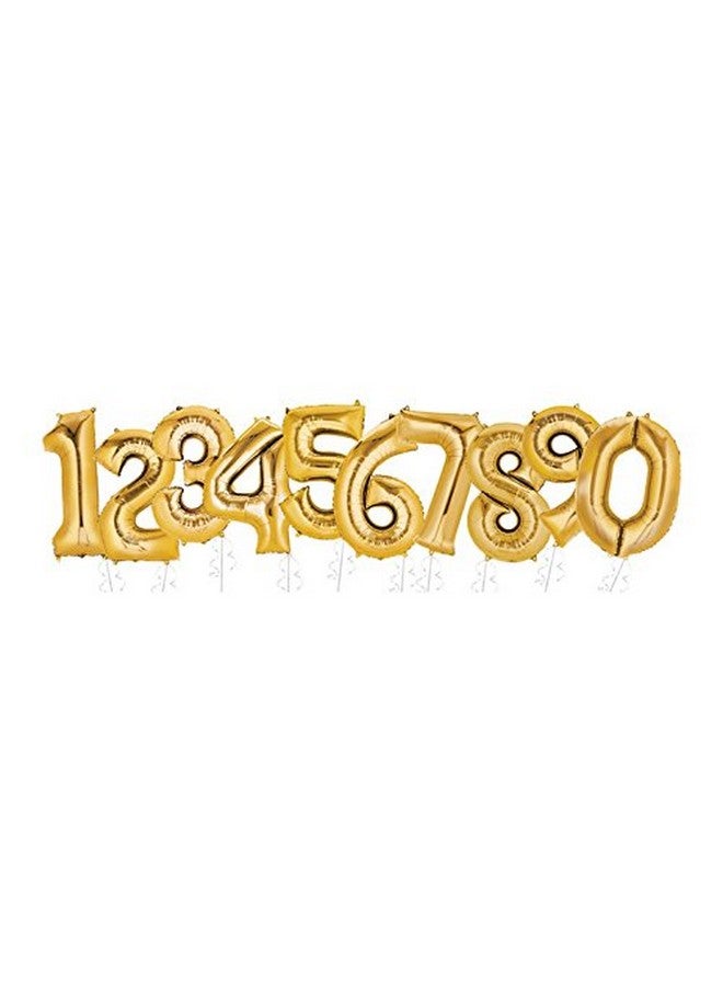AEC Easy Helium Air Foil Mylar Toy Letter Balloon for Parties, Weddings, Anniversary & Celebration (Set Of All Number - 0 To 9, Gold) - Image 2