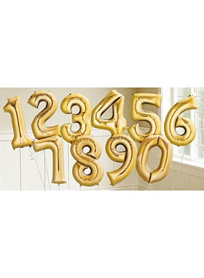 AEC Easy Helium Air Foil Mylar Toy Letter Balloon for Parties, Weddings, Anniversary & Celebration (Set Of All Number - 0 To 9, Gold) - Image 3