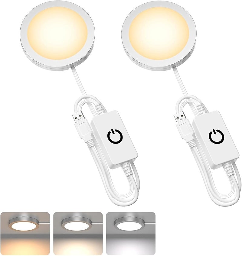 SYOSI 3D Printer LED Lamp Kit 2 Pack,3D Printed DIY Hardware Model Spare Parts 5V USB Powered,Wireless Puck Light Dimmable Touch Control,3 Color Warm (3000K) alanced Mixed (4000K) ol (6500K) - Image 1