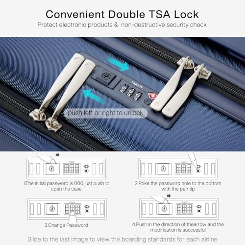 Hanke Grace Carry On Luggage with Wheels Airline Approved Hard Shell Suitcases with Front Pocket，Top Opening Luggage with TSA Lock for Short Business Travel，Dark Blue - Image 5