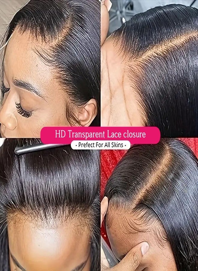 feibin Straight Bundles with Closure Human Hair 14 16 18+12 Inch 100% Brazilian Unprocessed Raw Virgin Quick Weave Extensions 3 Bundles Human Hair with 4x4 Free Part Lace Closure Natural Black - Image 5