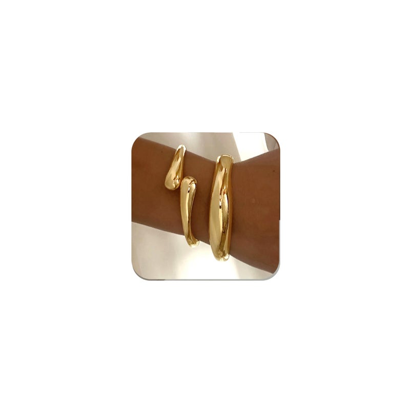 Rainhonor Chunky Gold Bangles Bracelets for Women Gold Cuff Bracelet Set Waterproof Non Tarnish Stack Bracelet for Women Gifts (Bangles style D) - Image 1