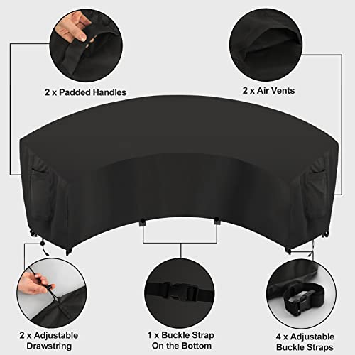 OutdoorLines Waterproof Curved Outdoor Sectional Cover - UV Resistant Windproof Patio Sectional Sofa Covers for Deck, Lawn and Backyard, Heavy Duty Furniture Covers (150Lx36Dx38Hx112FL, Black) - Image 5