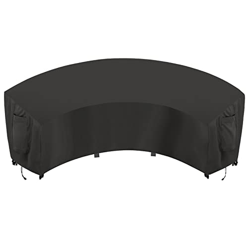 OutdoorLines Waterproof Curved Outdoor Sectional Cover - UV Resistant Windproof Patio Sectional Sofa Covers for Deck, Lawn and Backyard, Heavy Duty Furniture Covers (150Lx36Dx38Hx112FL, Black) - Image 1