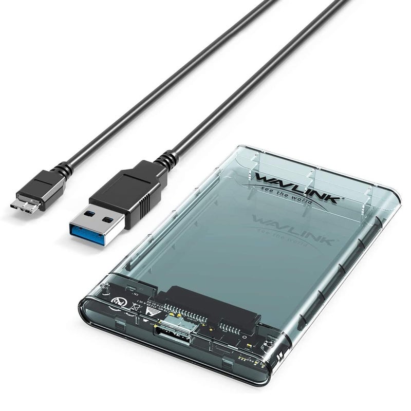 WAVLINK USB 3.0 to SATA External Hard Drive Enclosure for 2.5 inch 5mm/7mm/9.5mm SATA I/II/III HDD/SSD Support UASP Function, Max 4TB Tool-Free Design - Image 5