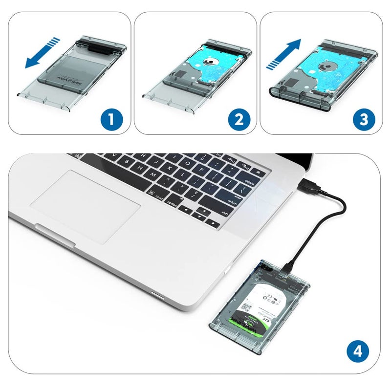WAVLINK USB 3.0 to SATA External Hard Drive Enclosure for 2.5 inch 5mm/7mm/9.5mm SATA I/II/III HDD/SSD Support UASP Function, Max 4TB Tool-Free Design - Image 4