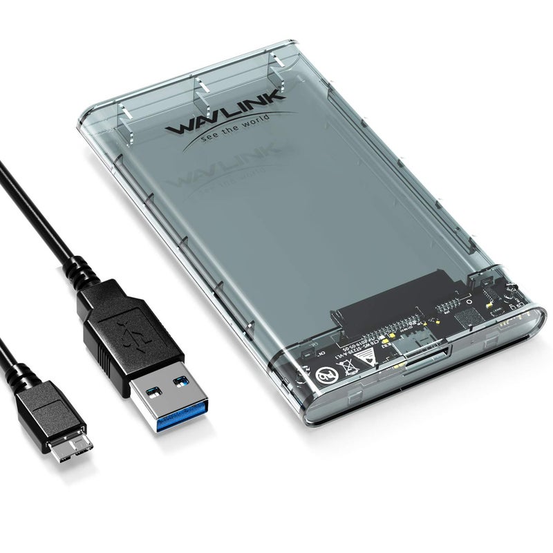 WAVLINK USB 3.0 to SATA External Hard Drive Enclosure for 2.5 inch 5mm/7mm/9.5mm SATA I/II/III HDD/SSD Support UASP Function, Max 4TB Tool-Free Design - Image 1