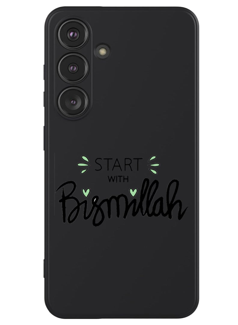 Theodor Protective Slim Fit Case Liquid Silicone Cover with Full Body Protection Anti-Scratch Shockproof Case For Samsung Galaxy S24 (Black) - Start with Bismillah Black - Image 1