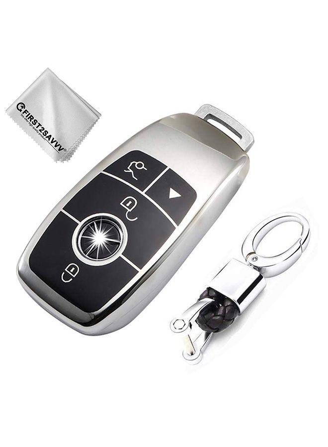 NIBEMINENT Electroplating Full Coverage Car Key Case With Ring For Mercedes-benz E - Image 1