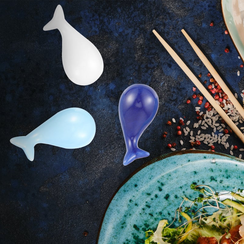 4pcs Whale Ceramic Chopstick Holder Animal Design Chopstick Rest Spoon Fork Holder - Image 1