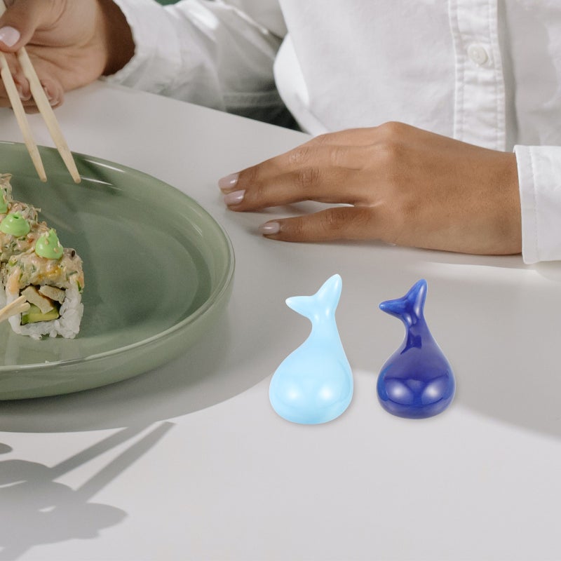 4pcs Whale Ceramic Chopstick Holder Animal Design Chopstick Rest Spoon Fork Holder - Image 3