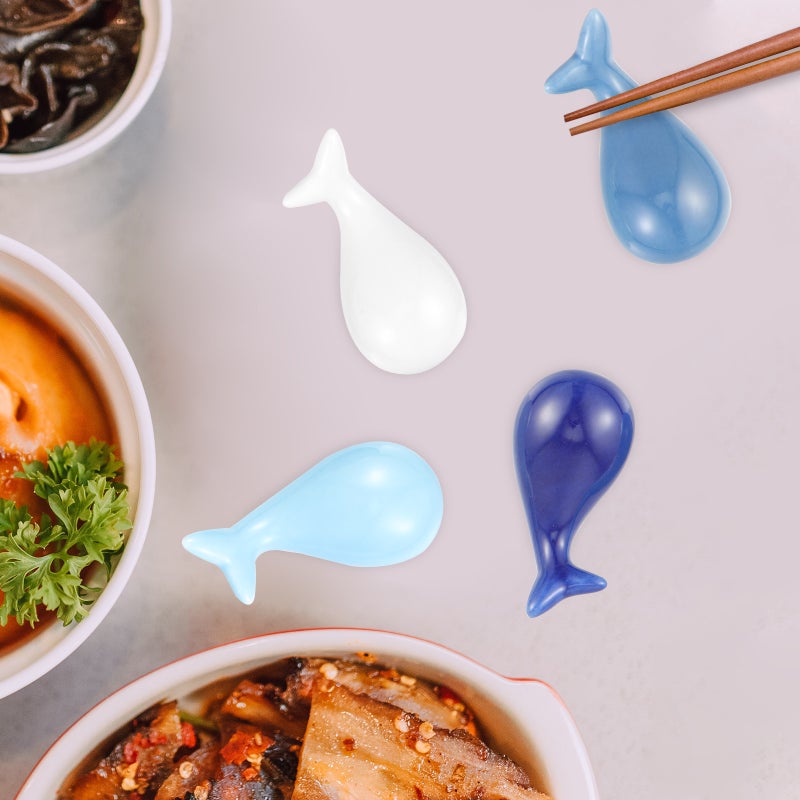 4pcs Whale Ceramic Chopstick Holder Animal Design Chopstick Rest Spoon Fork Holder - Image 4