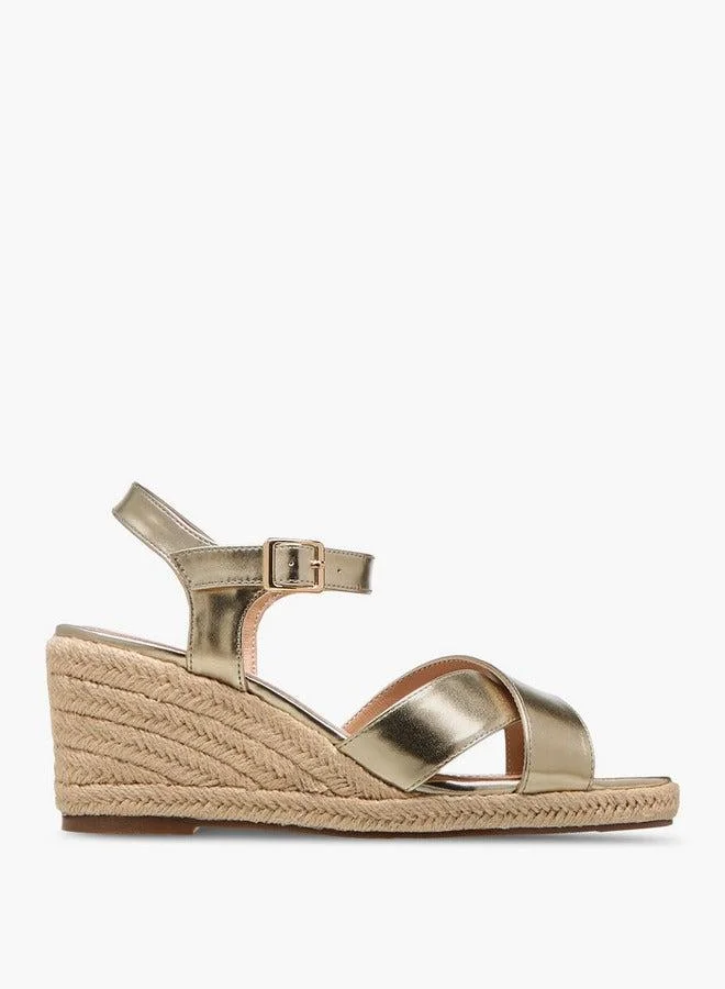 Celeste Women's Cross Strap Sandals with Buckle Closure and Wedge Heel