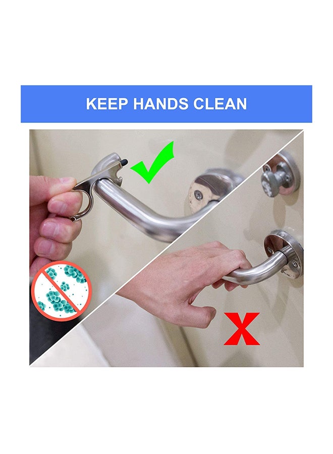 2-Piece Gold Silver Brass Stylus Keychain Tool 7cm Anti Touch Door Opener Non Contact Safety Handle for Public Elevator Screen EDC Multi Function Bottle Opener - Image 2