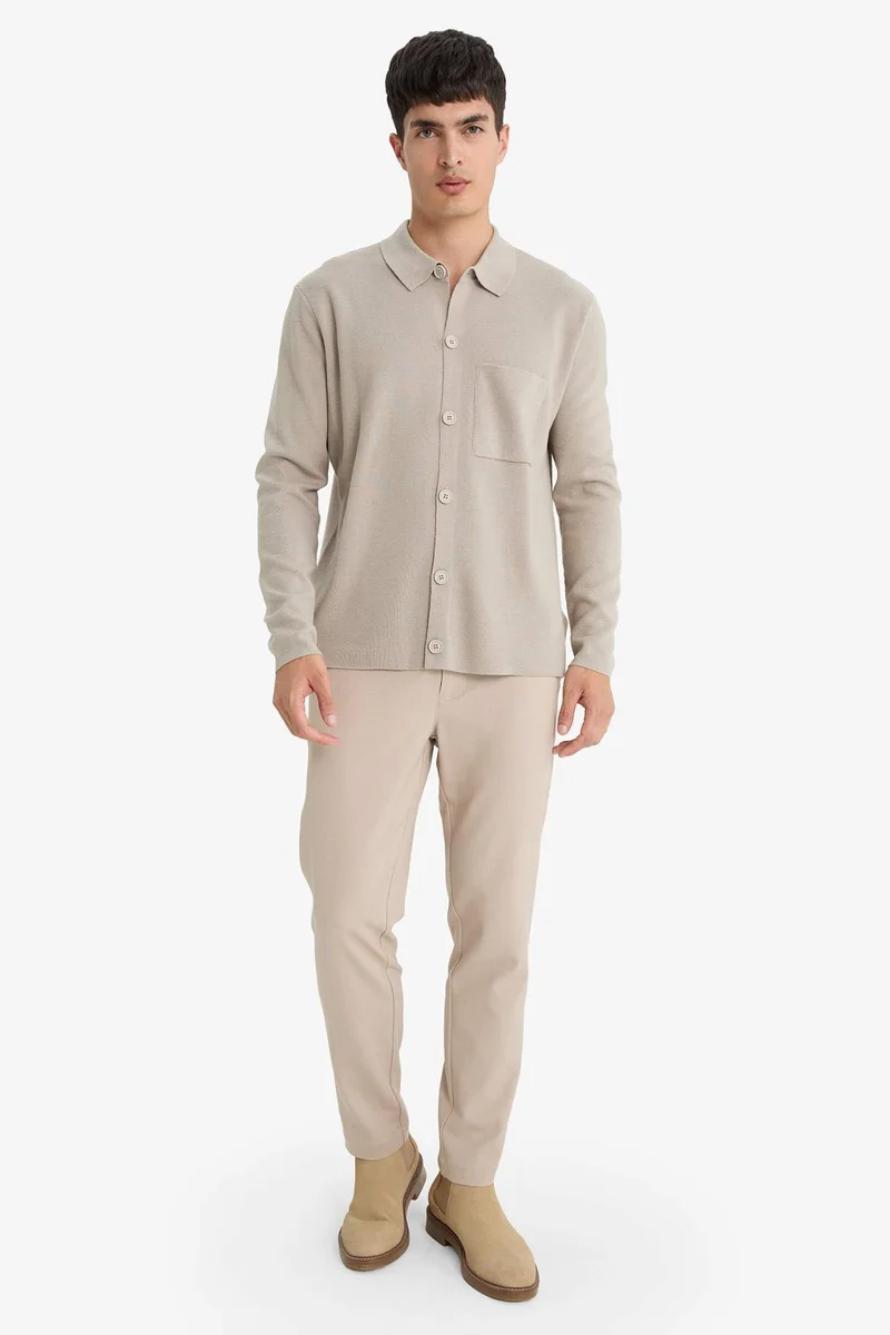 Defacto Standard Fit Polo Neck Knit Cardigan