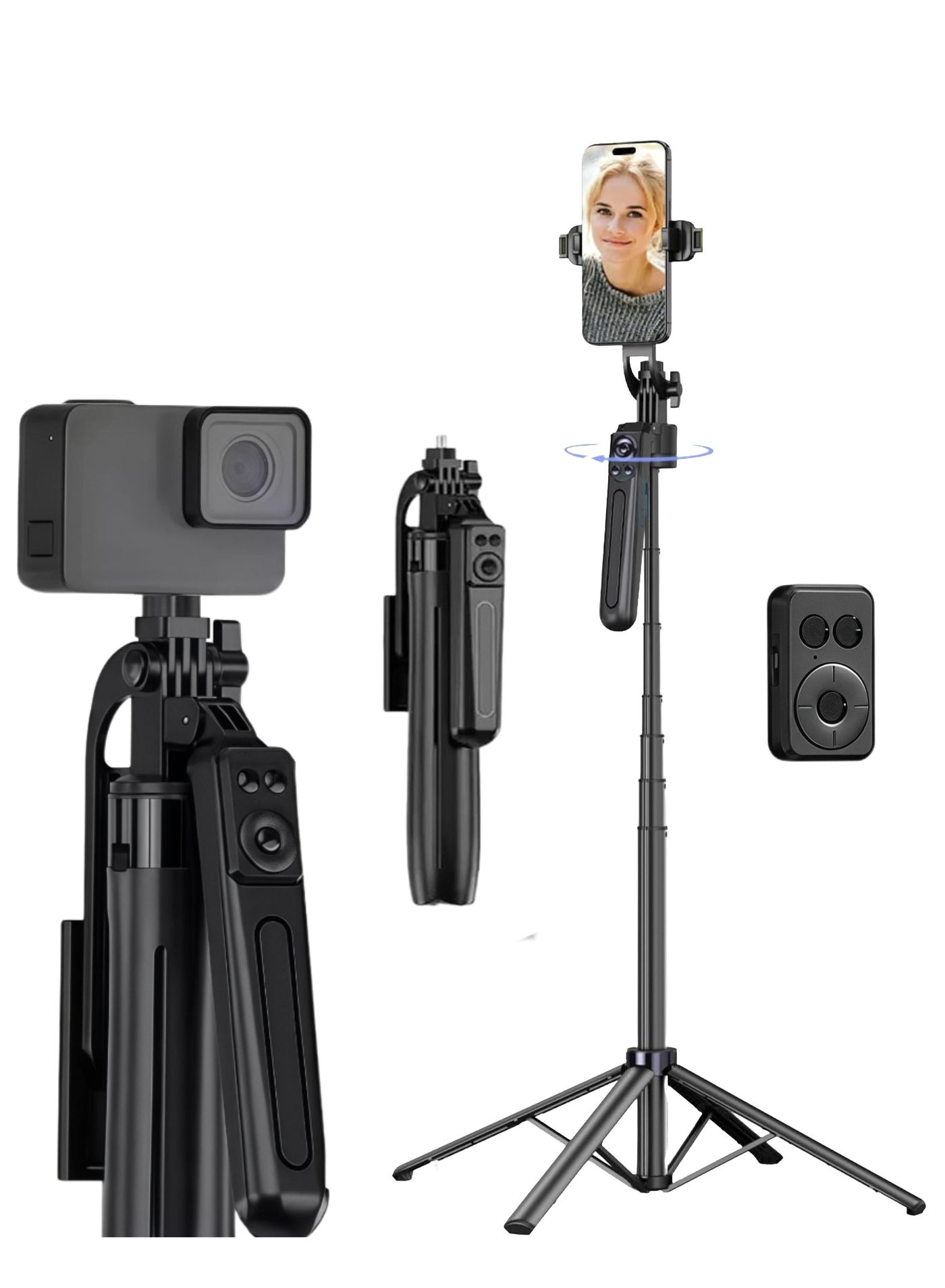 Faylor 72'' Tripod for iPhone, 360° Rotation Phone Tripod with Wireless Remote and Phone Holder, Selfie Stick for Android, Applied to YouTube, TikTok