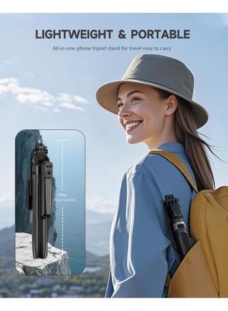 72'' Tripod for iPhone, 360° Rotation Phone Tripod with Wireless Remote and Phone Holder, Selfie Stick for Android, Applied to YouTube, TikTok - view 5