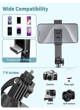 72'' Tripod for iPhone, 360° Rotation Phone Tripod with Wireless Remote and Phone Holder, Selfie Stick for Android, Applied to YouTube, TikTok - view 4