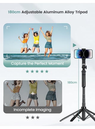 72'' Tripod for iPhone, 360° Rotation Phone Tripod with Wireless Remote and Phone Holder, Selfie Stick for Android, Applied to YouTube, TikTok - view 3
