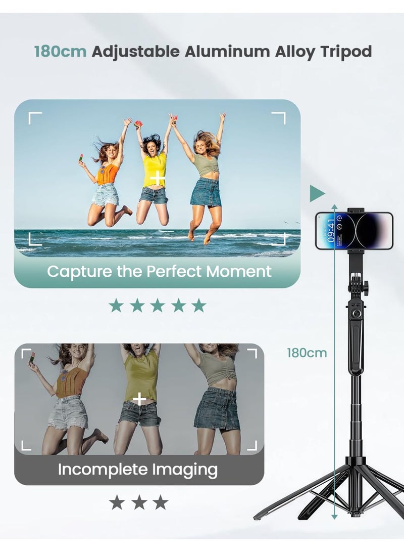 Faylor 72'' Tripod for iPhone, 360° Rotation Phone Tripod with Wireless Remote and Phone Holder, Selfie Stick for Android, Applied to YouTube, TikTok - Image 3