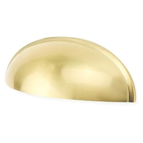 goldenwarm 10 Pack 3 in Light Brass Bin Cup Pulls Brushed Gold Cabinet Pulls Gold Cup Drawer Dresser Hardware Closet Door Pulls - Image 1