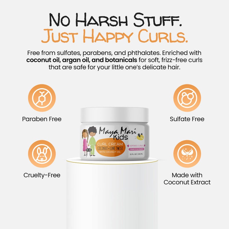 MAYA MARI - Kids Curl Cream With Coconut Oil, Curly Hair Cream, Coconut and Lime Twist, 12 oz - Image 5