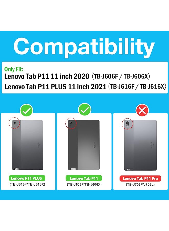 Procases Lenovo Tab P11 Plus 2021 Tab P11 Case 2020 11 Inch For Tb-J616F Tb-J616X Tb-J606F Tb-J606X Slim Shockproof Stand Folio Protective Hard Shell Cover For Lenovo Tab P11 Tab P11 Plus 11 Inch -Black - Image 2