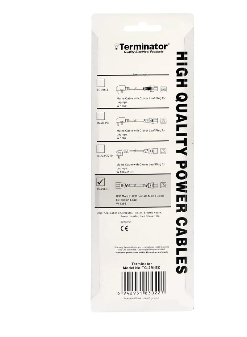RACO Terminator High Grade Power Extension Cable, Two Meters, 13 A TC, 2M EC - Image 3