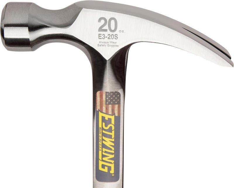 Estwing Hammer - 20 oz Straight Rip Claw with Smooth Face & Shock Reduction Grip - E3-20S - Image 3