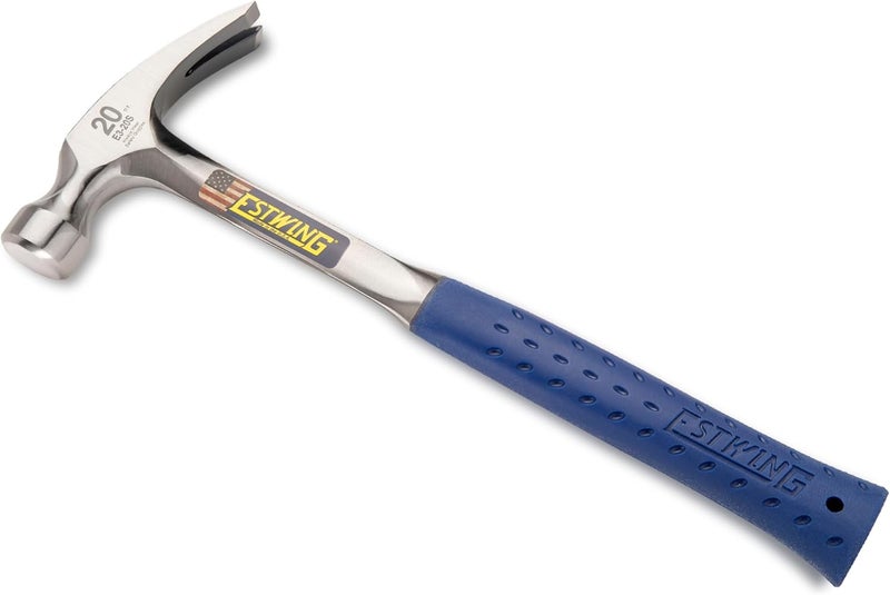 Estwing Hammer - 20 oz Straight Rip Claw with Smooth Face & Shock Reduction Grip - E3-20S - Image 2