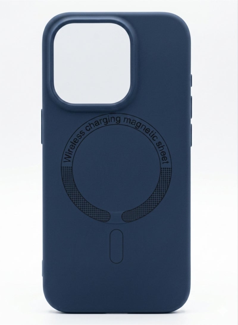Grace back case cover IPhone 15 pro - Premium Magnetic Wireless Charging Case for iPhone 15 Pro - Matte Blue - Image 1