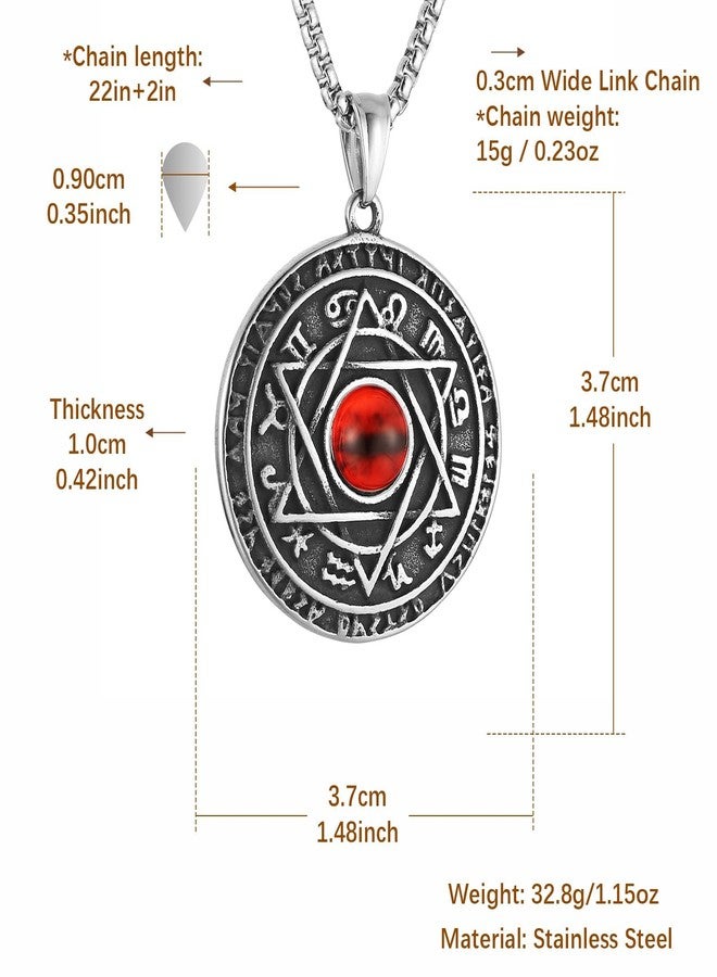 هزمان قلادة HZMAN Red Eyes Talisman Seal Solomon Six-pointed Star 12 Constellation المصنوعة من الفولاذ المقاوم للصدأ - Image 2