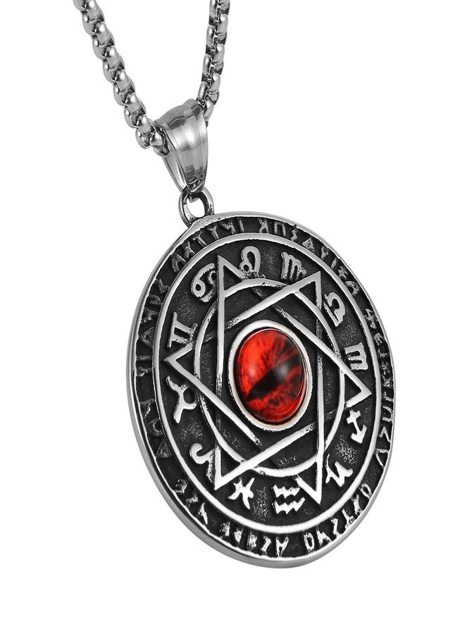 هزمان قلادة HZMAN Red Eyes Talisman Seal Solomon Six-pointed Star 12 Constellation المصنوعة من الفولاذ المقاوم للصدأ - Image 3