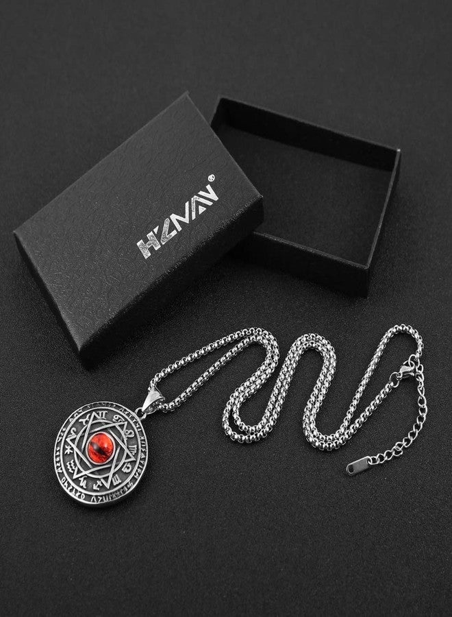 هزمان قلادة HZMAN Red Eyes Talisman Seal Solomon Six-pointed Star 12 Constellation المصنوعة من الفولاذ المقاوم للصدأ - Image 5