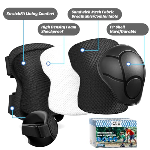 CKE Knee Pads for Kids Knee Pads and Elbow Pads Toddler Protective Gear Set Kids Elbow Pads and Knee Pads for Girls Boys with Wrist Guards 3 in 1 for Skating Cycling Bike Rollerblading ScooterBlack M - Image 3